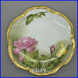 Limoges A. Lanternier AL France Vtg Gilded Serving Plate Roses Heavy Gold Trim