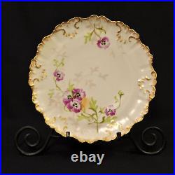 Limoges AKCD Dinner Plate Purple Pansies Gold Klingenberger & Dwenger 1900-1910