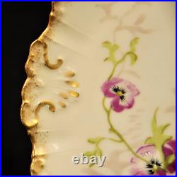 Limoges AKCD Dinner Plate Purple Pansies Gold Klingenberger & Dwenger 1900-1910