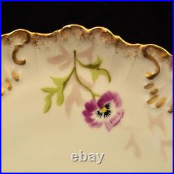 Limoges AKCD Dinner Plate Purple Pansies Gold Klingenberger & Dwenger 1900-1910