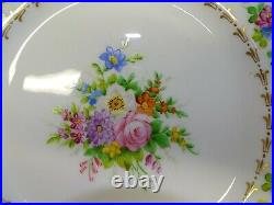 Limoges C. Ahrenfeldt 8 Dinner Plates Hand Painted Floral withGold Cowell Hubbard