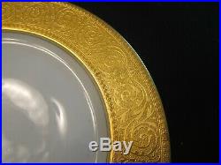 Limoges France Gold Encrusted Poreclain Dinner Plates Set of 5