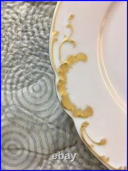Limoges France Haviland Set Of 6 Gold Gilt Monogram Dinner Plates