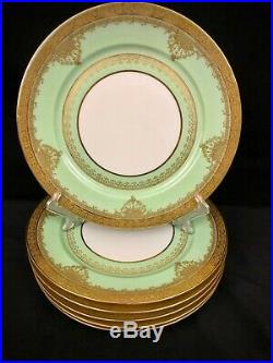 Limoges Gold Encrusted Jeweled Dinner Charger Plates 6 Antique William Guerin
