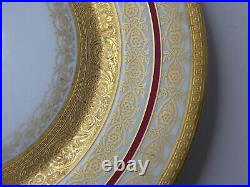 Limoges Porcelain Plates Set Of 12 Ornate Gold Trim 10 1/2
