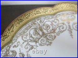Limoges Sevres Style France Handpainted Set Of 5 Dessert Plate Raised Gold
