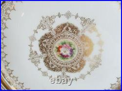 Limoges Wm Guerin France Set Of 6 Dinner Luncheon Plate Roses Flowers Gold