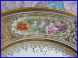 Limoges Wm Guerin France Set Of 6 Dinner Luncheon Plate Roses Flowers Gold