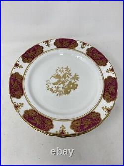 Lot Of 11 Tuscan China Magenta Gold Decorated Dinner Plates Chinoiserie 8 7/8