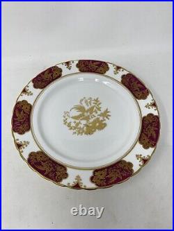 Lot Of 11 Tuscan China Magenta Gold Decorated Dinner Plates Chinoiserie 8 7/8