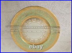 Lot Of 13 Heinrichs Selb 22k Gold Green Encrusted 11 Dinner Plates Bavarian