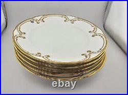 Lot Of 5 Antique Coalport 24k Gold White Dinner Plates England 8.5dia. C 1910