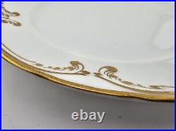 Lot Of 5 Antique Coalport 24k Gold White Dinner Plates England 8.5dia. C 1910