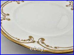 Lot Of 5 Antique Coalport 24k Gold White Dinner Plates England 8.5dia. C 1910