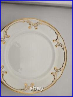 Lot Of 5 Antique Coalport 24k Gold White Dinner Plates England 8.5dia. C 1910