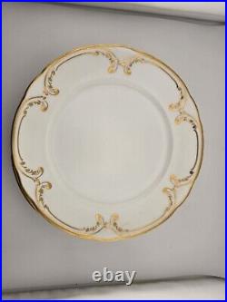 Lot Of 5 Antique Coalport 24k Gold White Dinner Plates England 8.5dia. C 1910