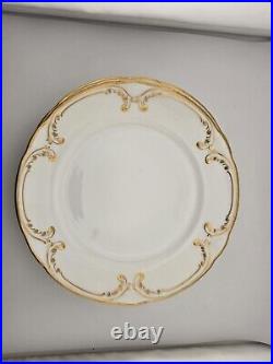 Lot Of 5 Antique Coalport 24k Gold White Dinner Plates England 8.5dia. C 1910