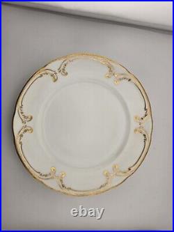 Lot Of 5 Antique Coalport 24k Gold White Dinner Plates England 8.5dia. C 1910