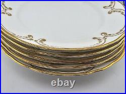 Lot Of 5 Antique Coalport 24k Gold White Dinner Plates England 8.5dia. C 1910