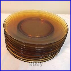 Lot of 11 Vintage Vereco France Dinner Plates 9 Amber Gold MCM Free Shipping