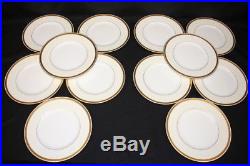 Lot of 12 MINTON Tatman Chicago 10 1/2 Dinner Plates White withGold Band H3488