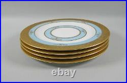 Lot of 4 Royal Bayreuth Heavy Gold Encrusted & Light Blue Dinner/Cabinet Plates