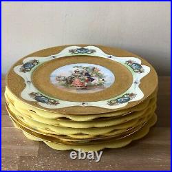 Lovely Set of 6 Royal China Limoges Gold Encrusted Service or Cabinet Plates