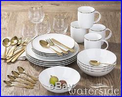 Luxury Gold Dinner Set Crockery Side Dining Plates Bowls Cutlery Glasses Mug Cup