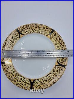 Lynn Chase Amazonian Jaguar Dinner Plates Set 4 10.5 White 1994 24 Karat Gold