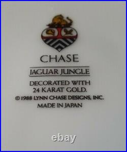 Lynn Chase Jaguar Jungle Soup Plates (4) Pristine 9.25 Diameter 24k Gold