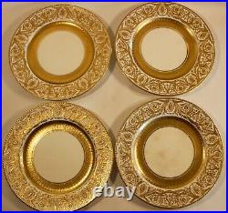 Magnificent Set Of 8 Minton Tiffany Gold Dinner Plates Antique