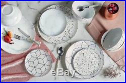 Marble Effect Dinner Set Rose Gold Plates 12 Pcs Plate Pasta Bowls Dining Dish