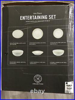Martha Stewart Collection Odyssey Platinum 34-Piece Dinnerware Set Gold / White
