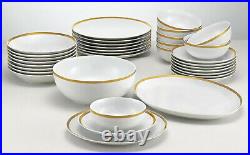 Martha Stewart Collection Odyssey Platinum 34-Piece Dinnerware Set Gold / White
