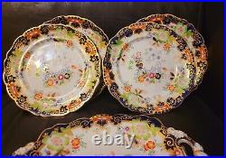 Masons Ironstone China 5 Pc Gold Encrusted Imari Dinner Plates Platter Rare HTF