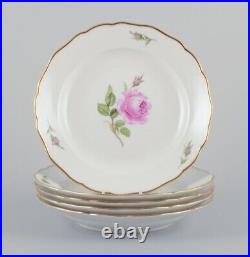 Meissen, Germany. A set of five Pink Rose deep dinner plates