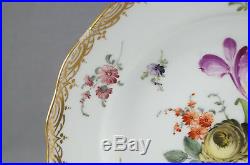 Meissen Hand Painted Dresden Floral & Gold Dinner Plate Circa 1860 1924