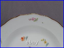 Meissen Hand Painted Strewn / Scattered Flowers & Gold 9 5/8 Inch Dinner Plate