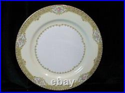Meito China Annette Green Tan Edge Rose Insets Gold Trim 10 Dinner Plates Japan