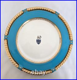 Mid 19th Century Phillips of London Teal & Gold Dinner Plates Set of 4