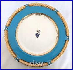 Mid 19th Century Phillips of London Teal & Gold Dinner Plates Set of 4