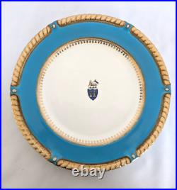 Mid 19th Century Phillips of London Teal & Gold Dinner Plates Set of 4