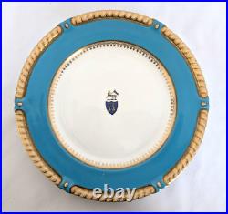 Mid 19th Century Phillips of London Teal & Gold Dinner Plates Set of 4