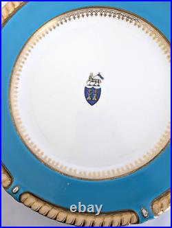 Mid 19th Century Phillips of London Teal & Gold Dinner Plates Set of 4