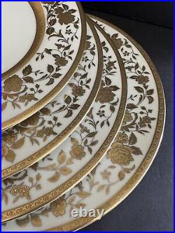 Mikasa English Manor Dinner Plates Set-4 Gold Roses 10. 7/8 Japan L5520 Holiday