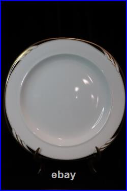 Mikasa Omega L2058 White With Black & Gold Swirl On Rim 12 Dinner Plates 10 1/2