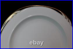 Mikasa Omega L2058 White With Black & Gold Swirl On Rim 12 Dinner Plates 10 1/2