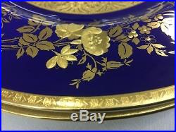 Minton ATHOLL Rare Cobalt Blue & Gold Gilt Dinner Plates X2- Perfect