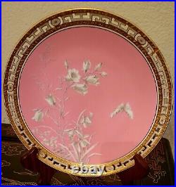 Minton Aesthetic Movement Gold Encrusted 9.5 Pate Sur Pate Dinner Plate Rare