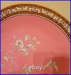 Minton Aesthetic Movement Gold Encrusted 9.5 Pate Sur Pate Dinner Plate Rare